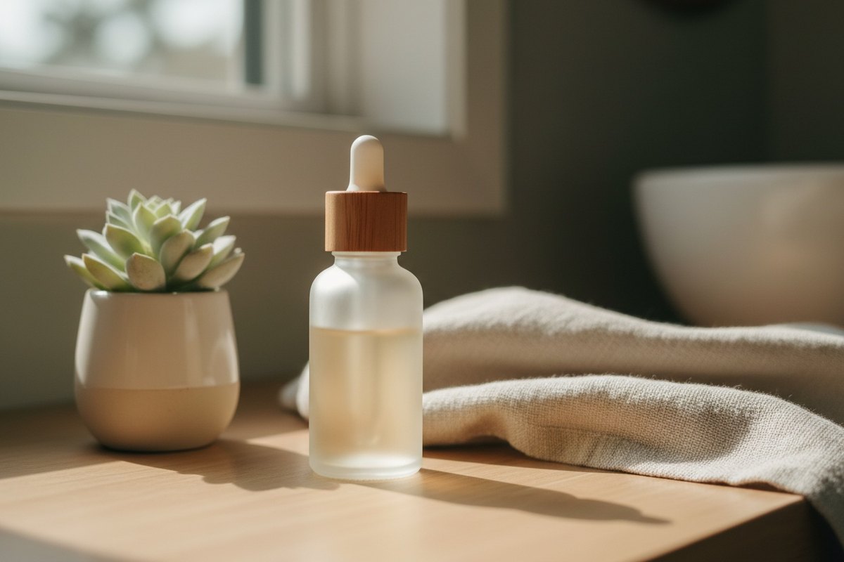Chándal técnico doblado sobre una superficie de madera junto a productos de lavado